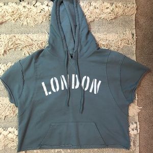 greyish blue, sweat crop top